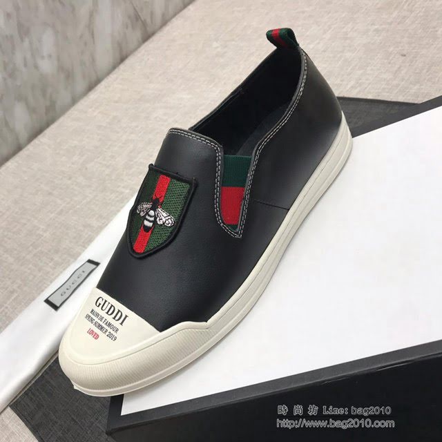 GUCCI男鞋 頂級品質  2019 古奇專櫃同步新品 一腳蹬 Gucci男士休閒鞋 百搭款板鞋  hdnx1132